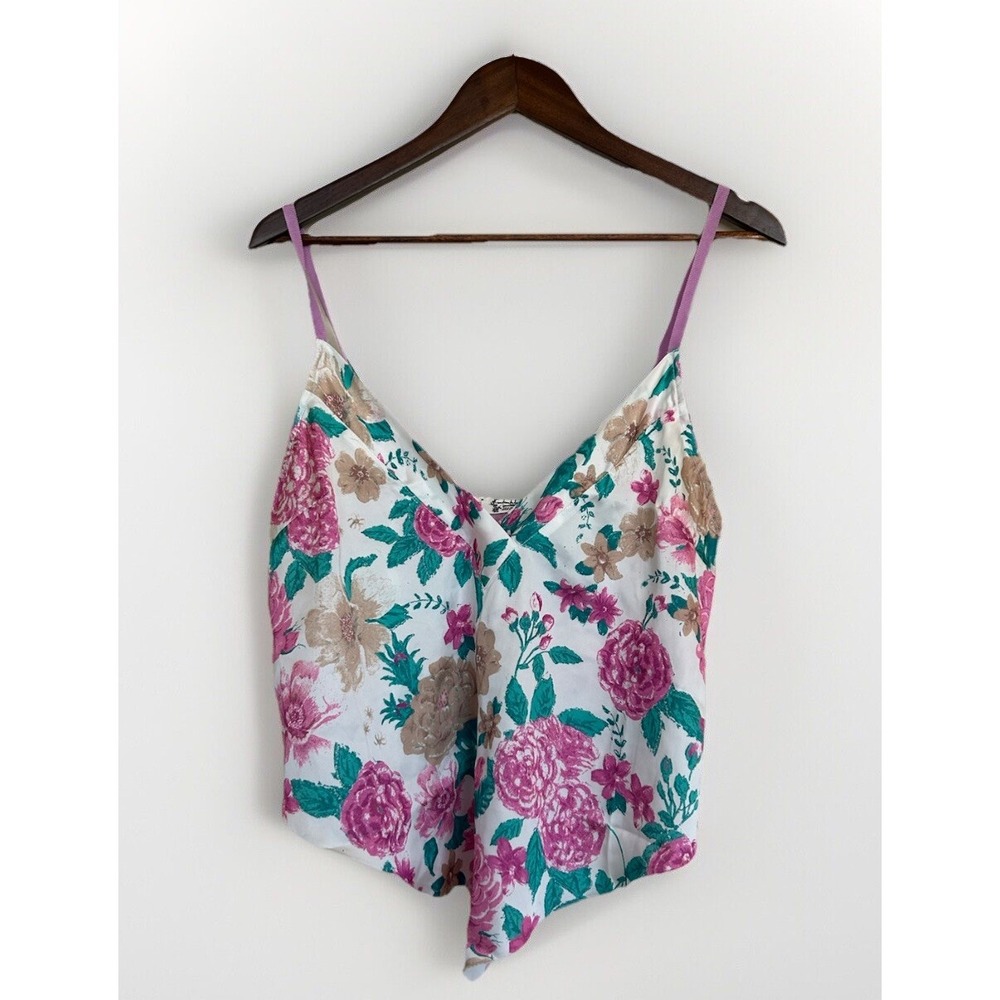 Intimately Free People Floral Satin Cami Tank Top S Dainty Fairy Asymmetrical